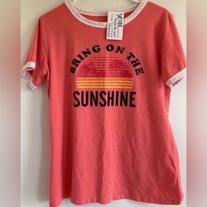 Coral Graphic T-Shirt with Sunshine Print